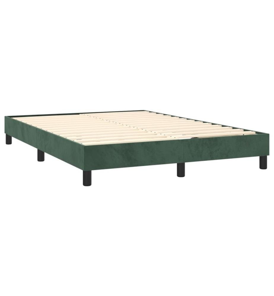 Lit à sommier tapissier et matelas Vert foncé 140x190cm Velours