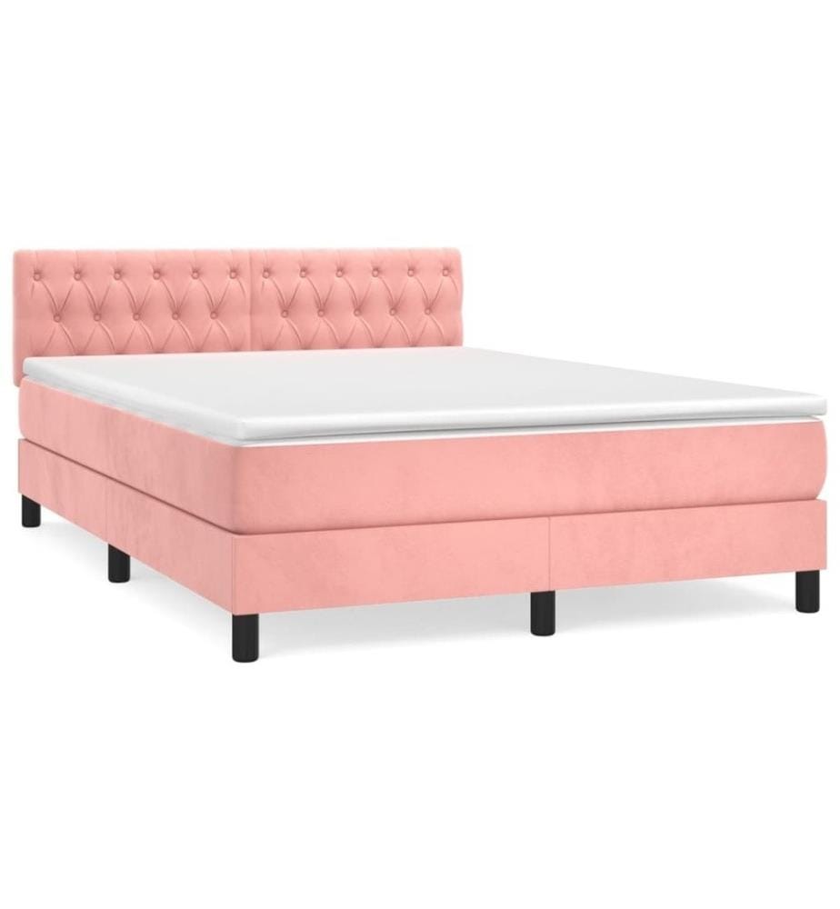 Lit à sommier tapissier avec matelas Rose 140x190 cm Velours