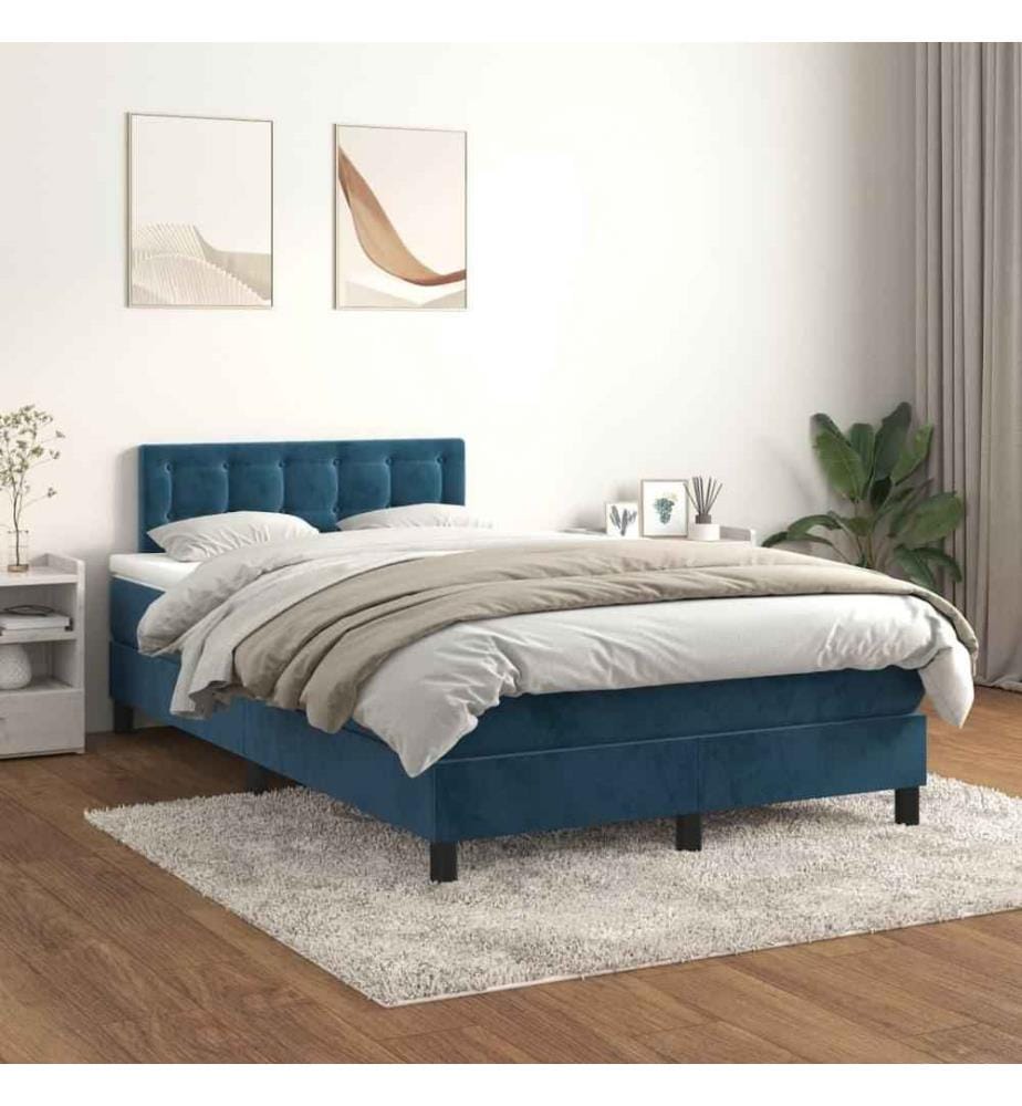 Boxspringbett mit Matratze Dunkelblau 120x200 cm Samt