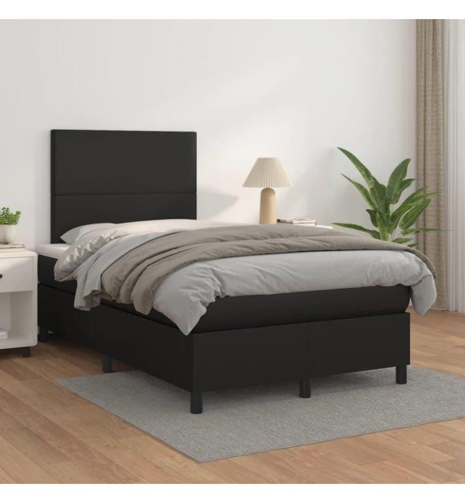 Sommier tapissier avec matelas Noir 120x200 cm Similicuir