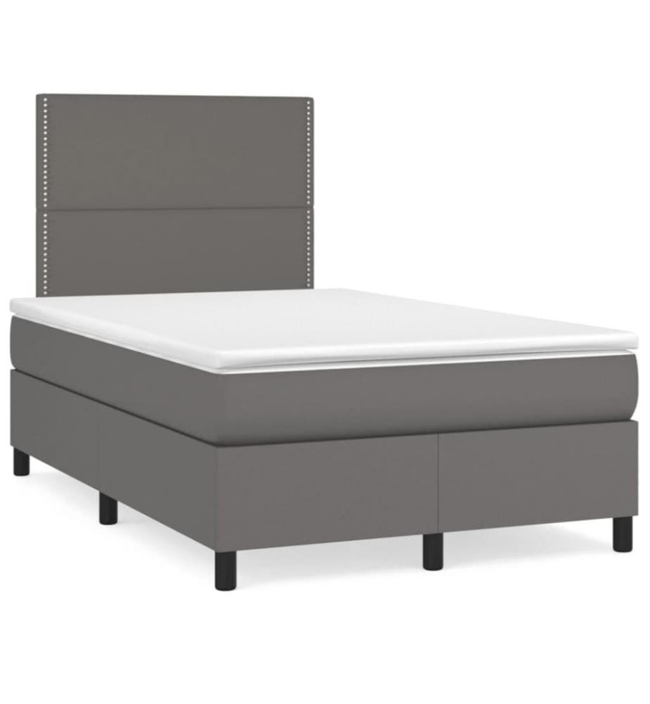 Lit à sommier tapissier avec matelas Gris 120x200 cm Similicuir