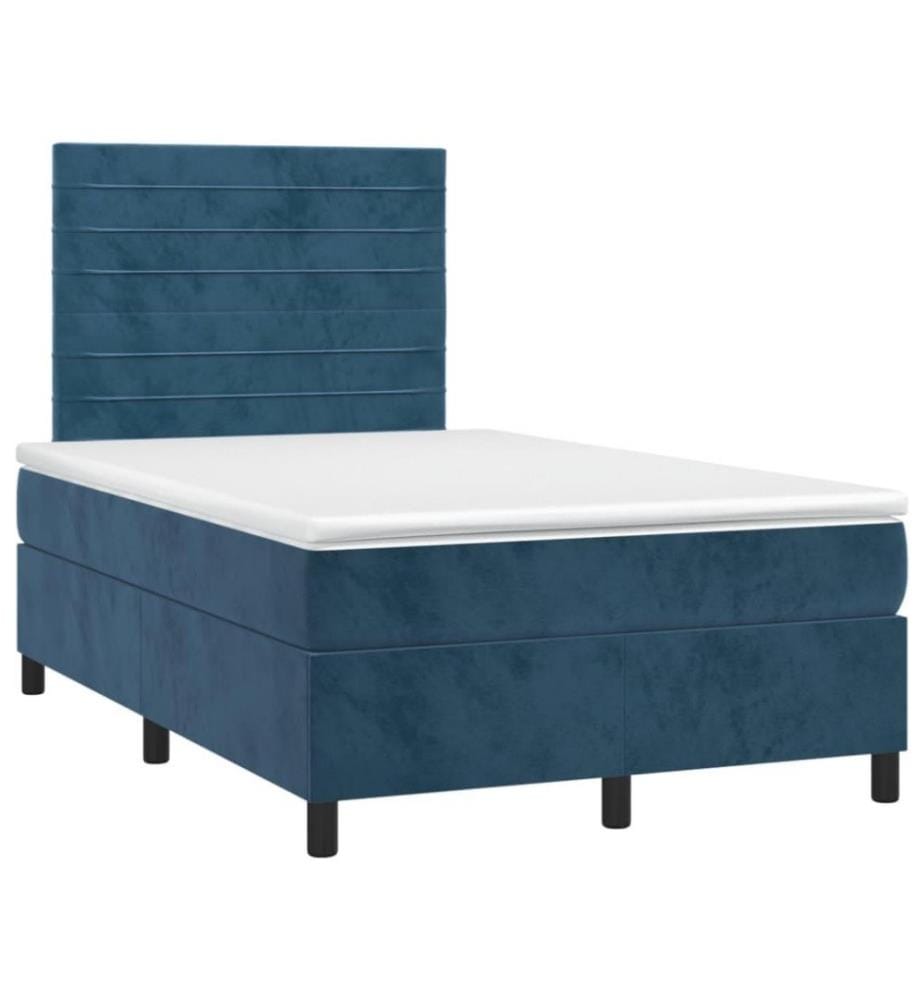 Boxspringbett mit Matratze Dunkelblau 120x200 cm Samt
