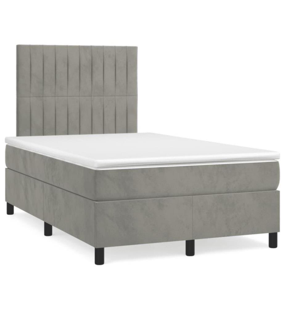 Boxspringbett mit Matratze Hellgrau 120x200 cm Samt