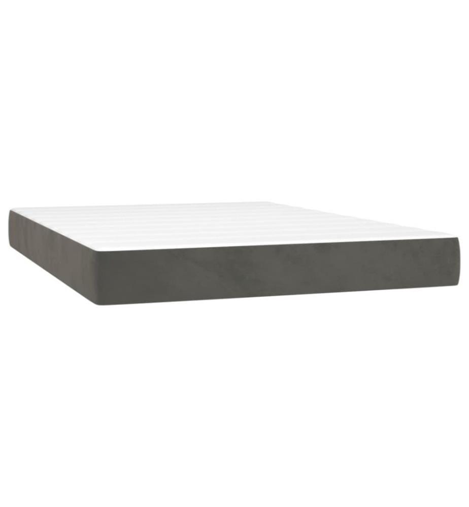 Lit à sommier tapissier et matelas Gris foncé 140x200cm Velours