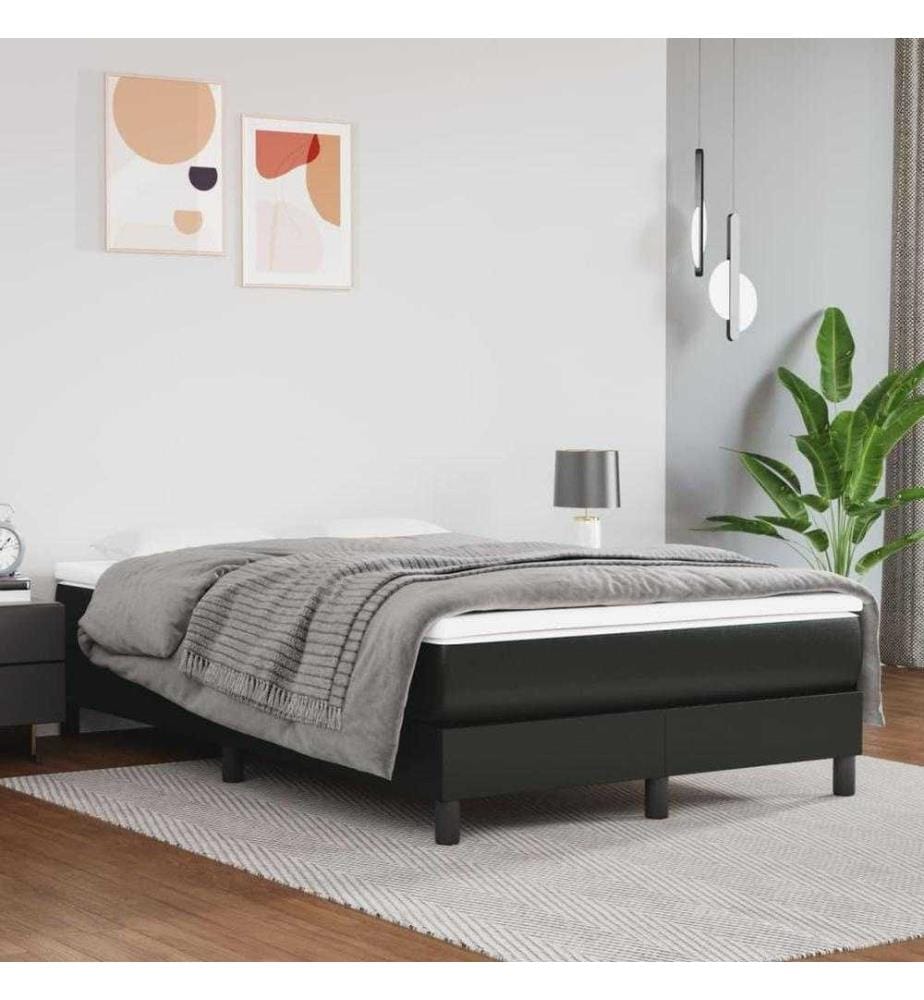 Sommier tapissier avec matelas Noir 120x200 cm Similicuir