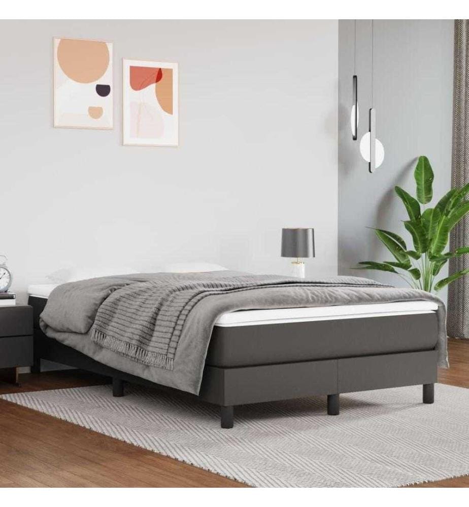Lit à sommier tapissier avec matelas Gris 120x200 cm Similicuir