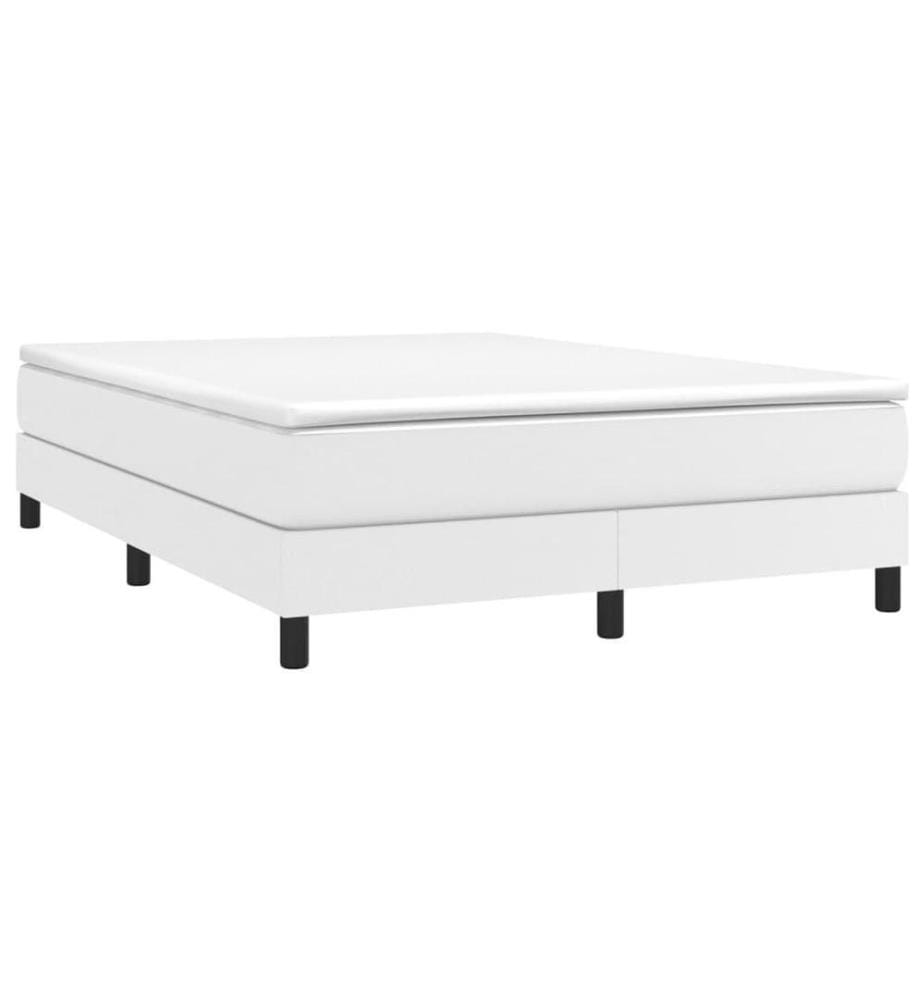 Lit à sommier tapissier avec matelas Blanc 140x190cm Similicuir