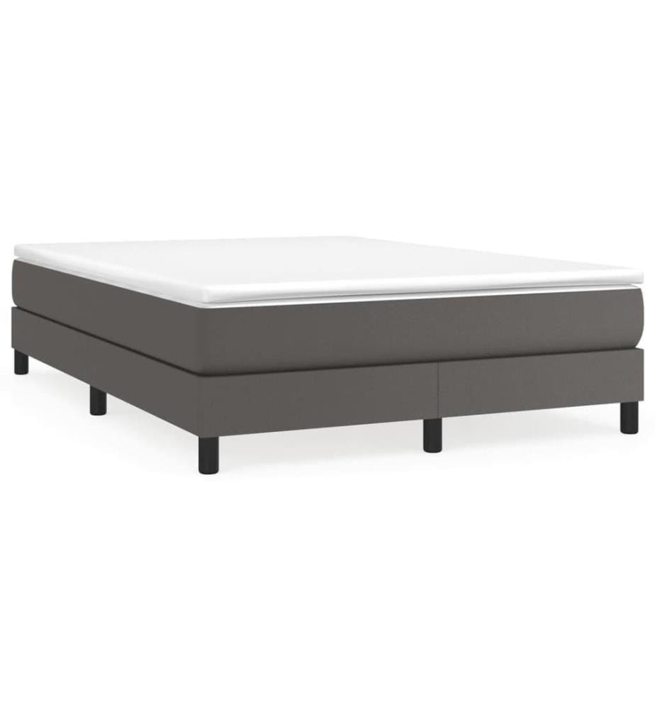 Lit à sommier tapissier avec matelas Gris 140x190 cm Similicuir