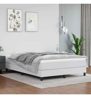 Boxspringbett mit Matratze Weiss 140x200 cm Kunstleder