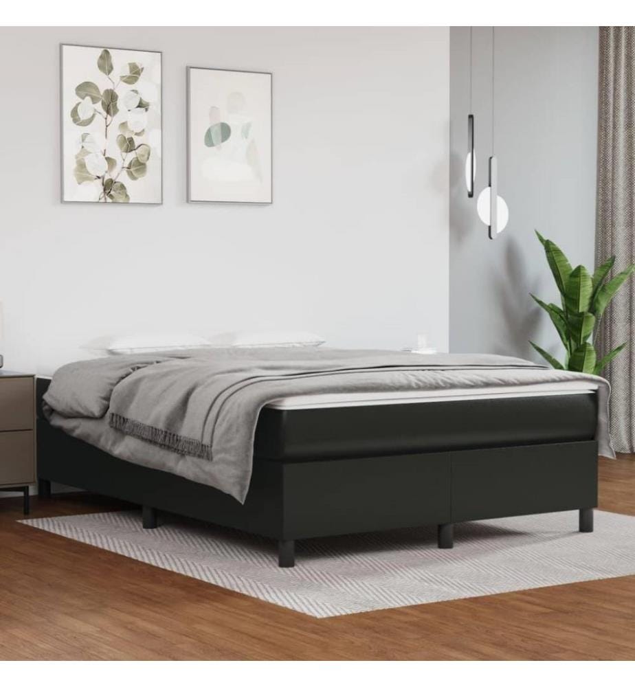 Boxspringbett mit Matratze Schwarz 140x190 cm Kunstleder