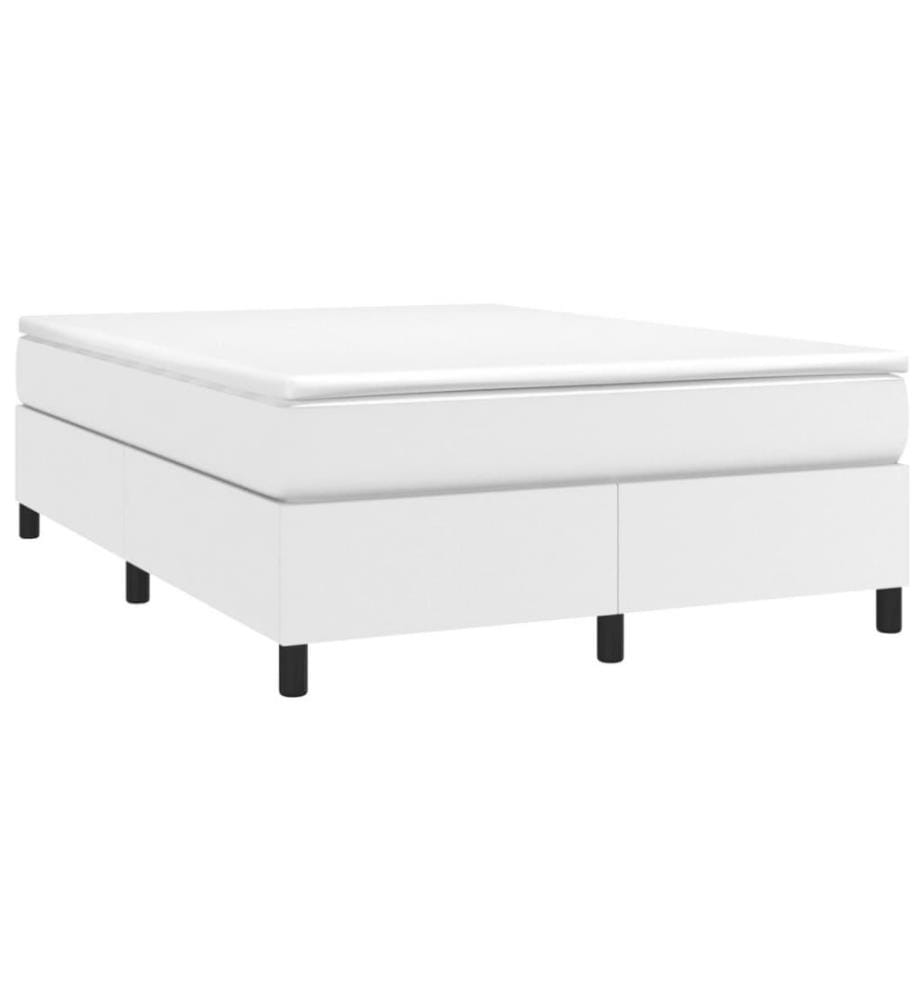 Boxspringbett mit Matratze Weiss 140x190 cm Kunstleder