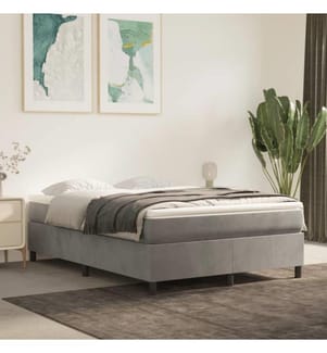 Lit à sommier tapissier et matelas Gris clair 140x200cm Velours