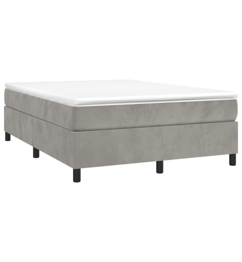 Boxspringbett mit Matratze Hellgrau 140x200 cm Samt