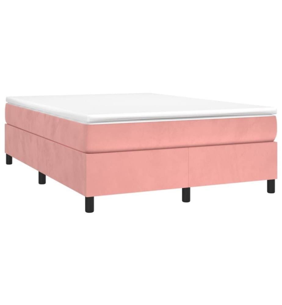 Boxspringbett mit Matratze Rosa 140x200 cm Samt