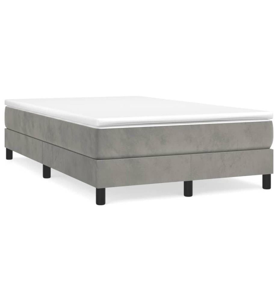 Boxspringbett mit Matratze Hellgrau 120x190 cm Samt