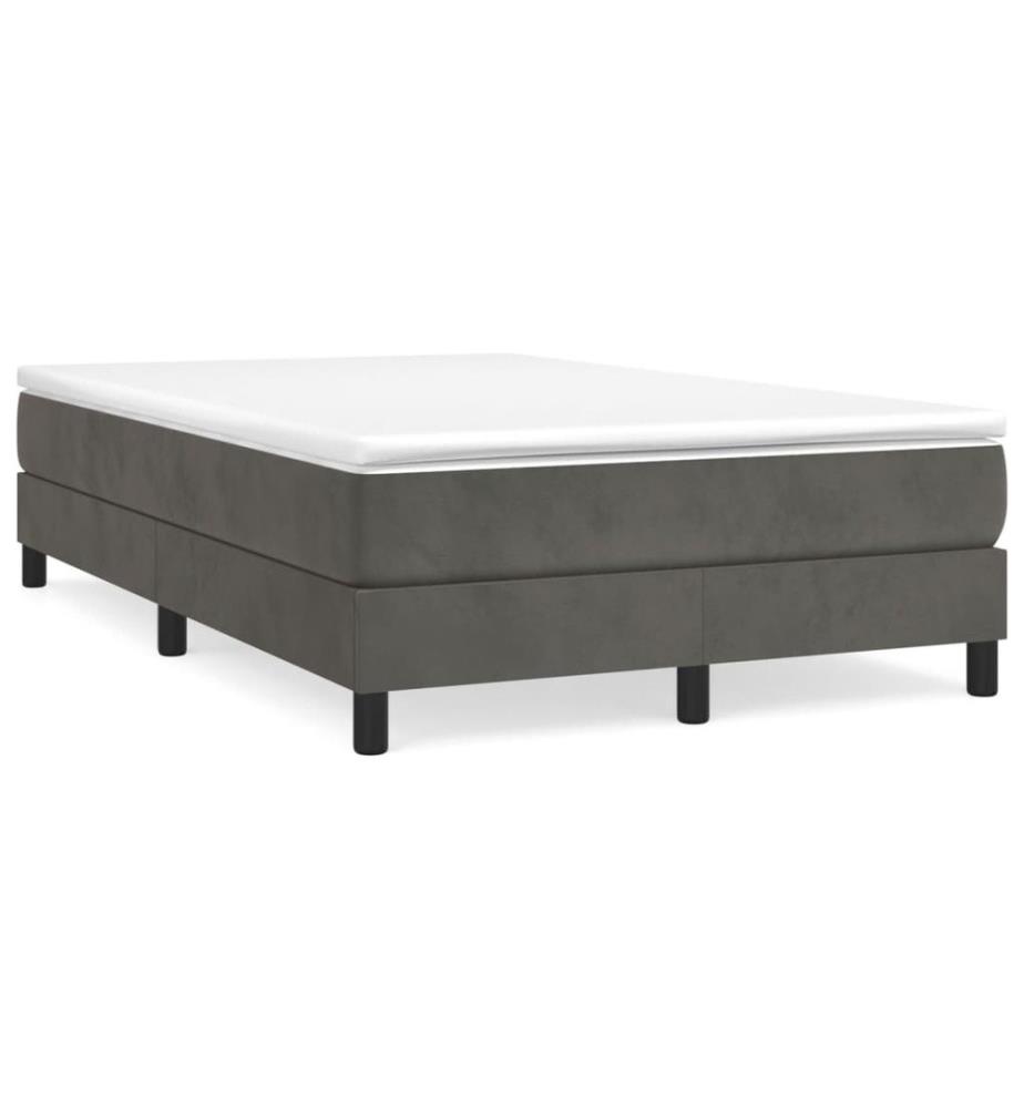 Sommier à lattes de lit et matelas gris foncé 120x190cm velours