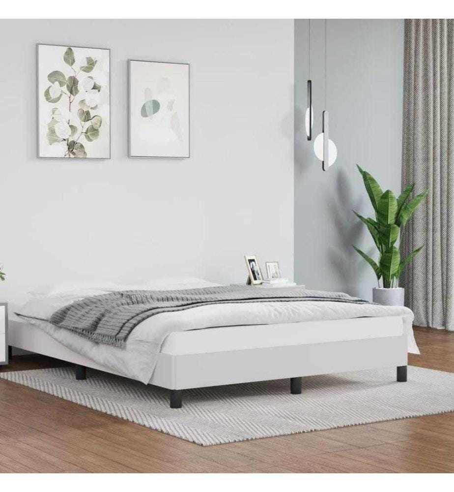 Cadre de lit Blanc 140x200 cm Similicuir