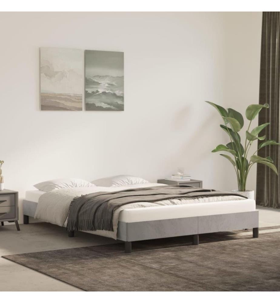 Cadre de lit Gris clair 140x190 cm Velours