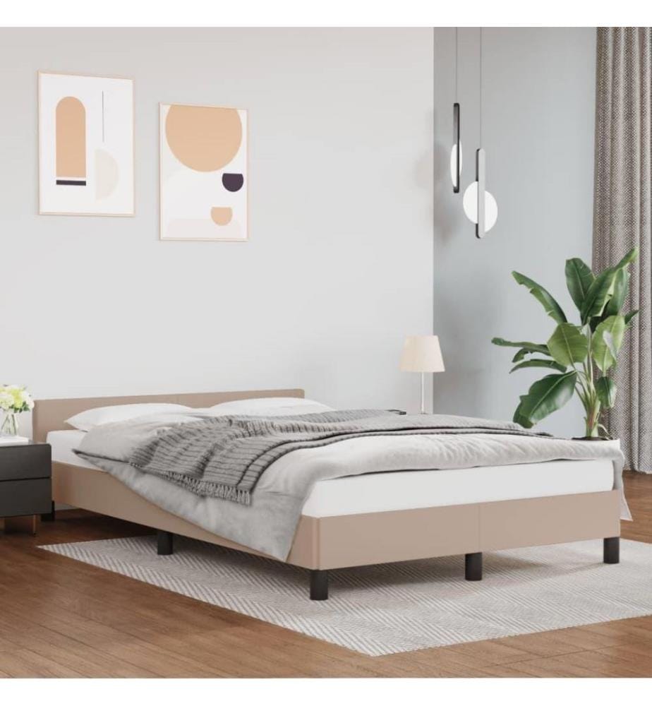 Bettgestell mit Kopfteil Cappuccino-Braun 120x200 cm Kunstleder