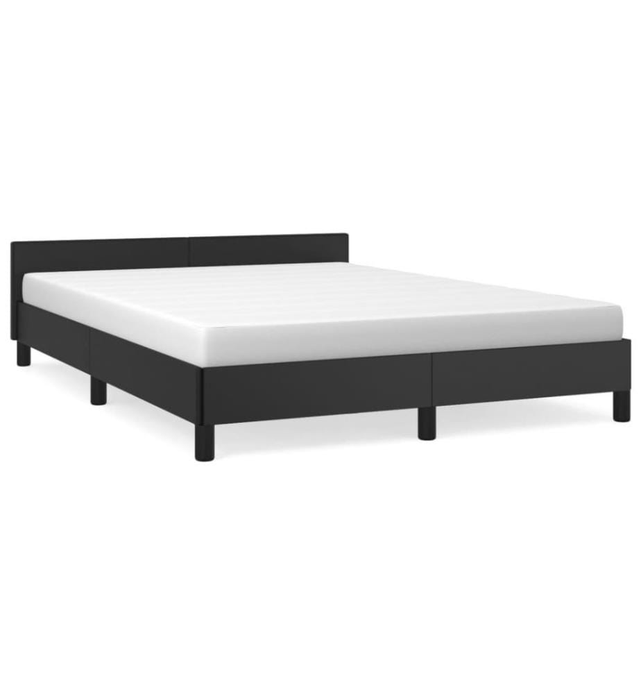 Bettgestell mit Kopfteil Schwarz 140x190 cm Kunstleder