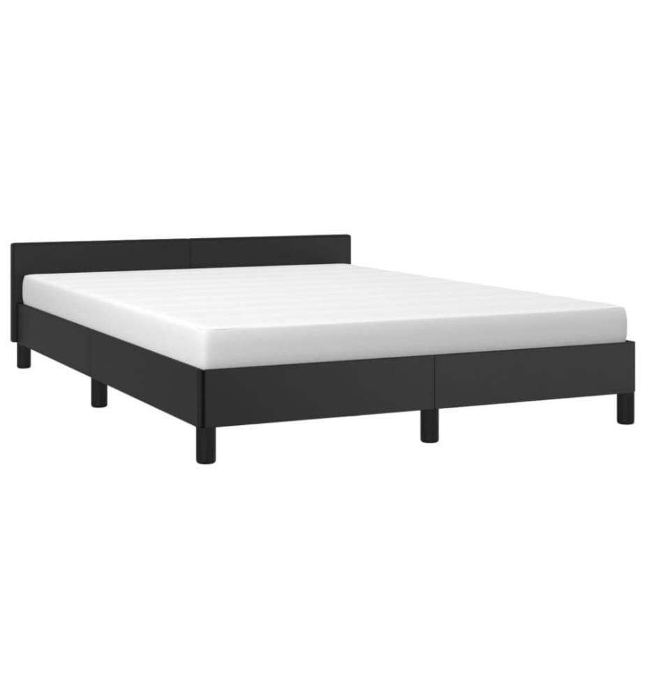 Bettgestell mit Kopfteil Schwarz 140x190 cm Kunstleder