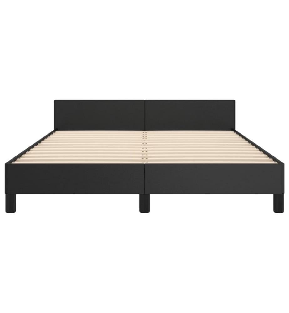 Bettgestell mit Kopfteil Schwarz 140x190 cm Kunstleder
