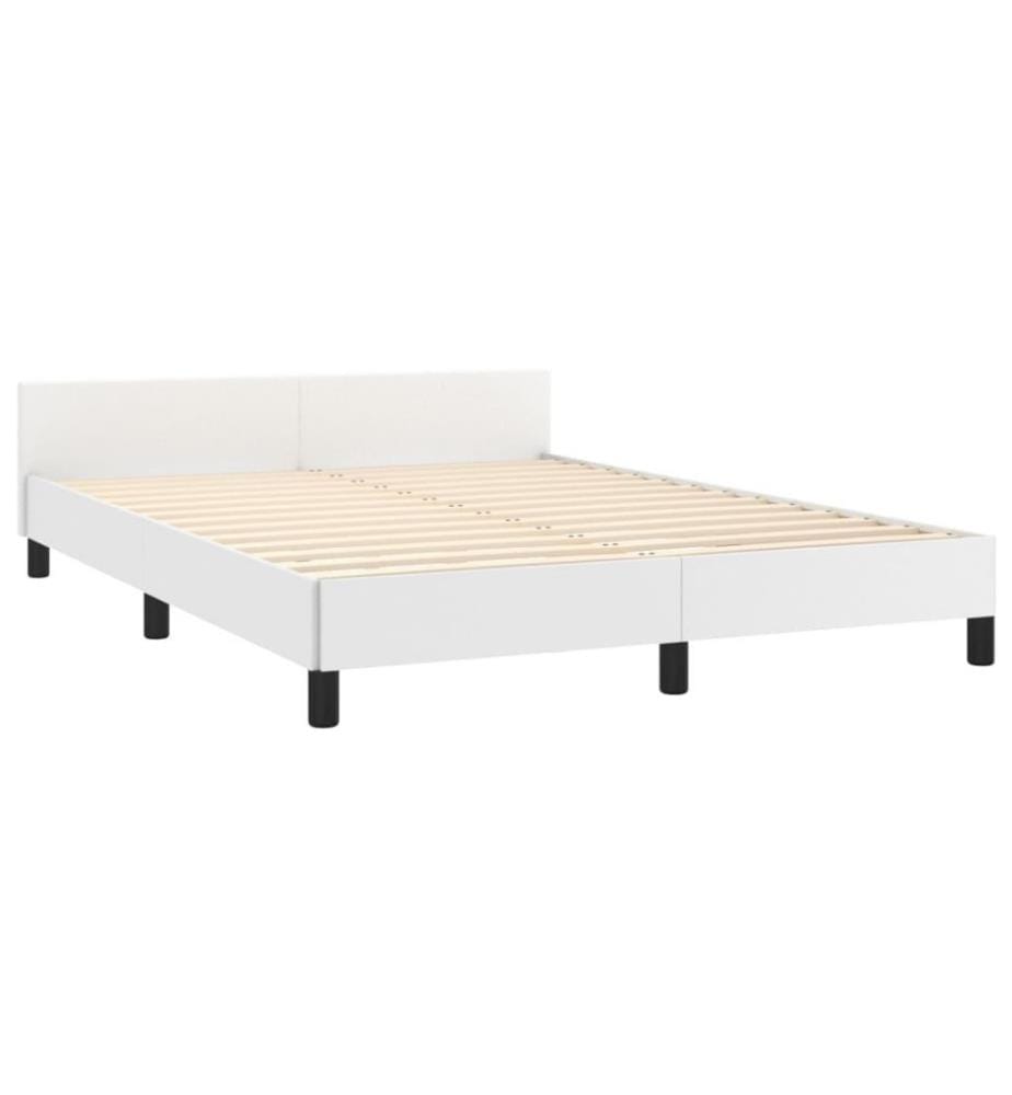 Cadre de lit avec tête de lit Blanc 140x190 cm Similicuir