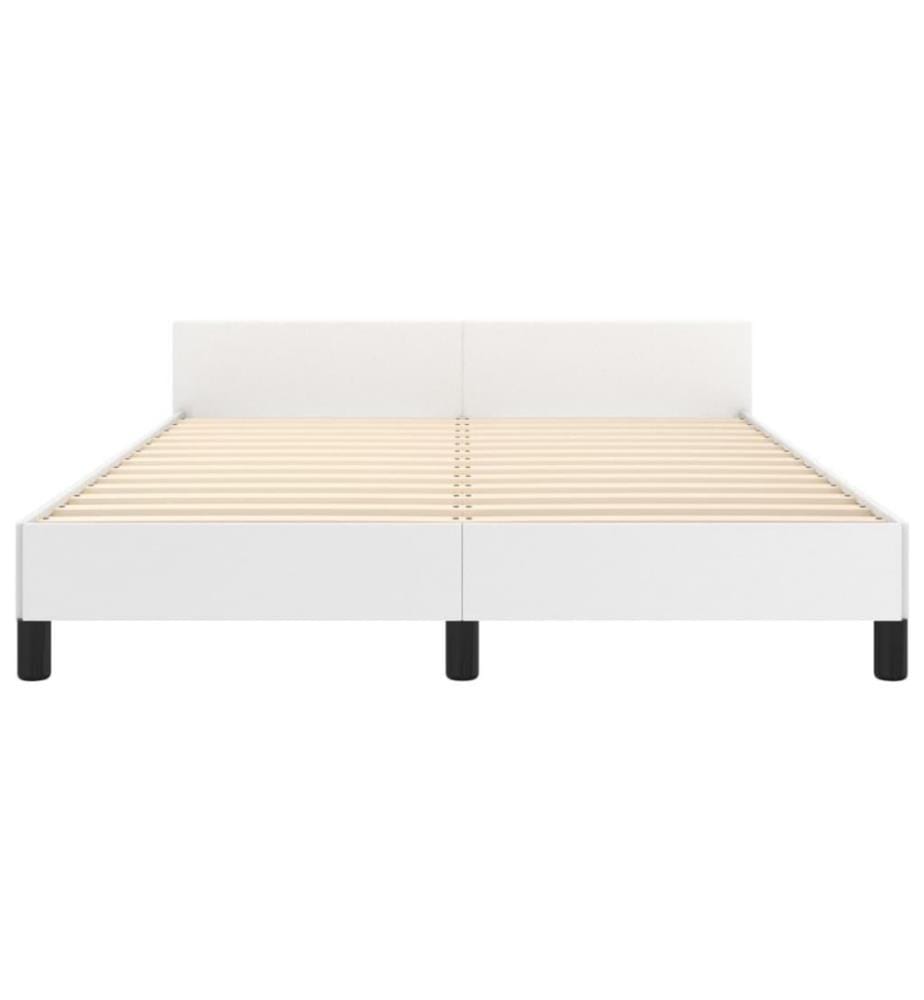 Cadre de lit avec tête de lit Blanc 140x190 cm Similicuir