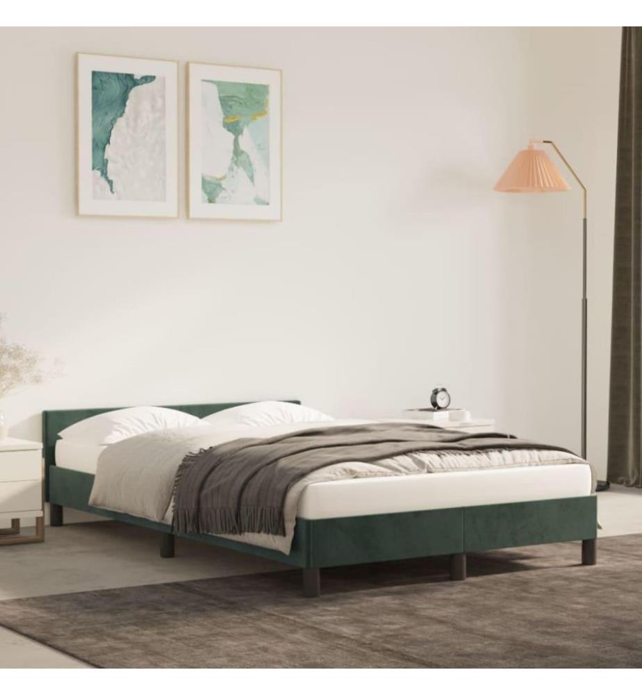 Bettgestell mit Kopfteil Dunkelgrün 120x200 cm Samt