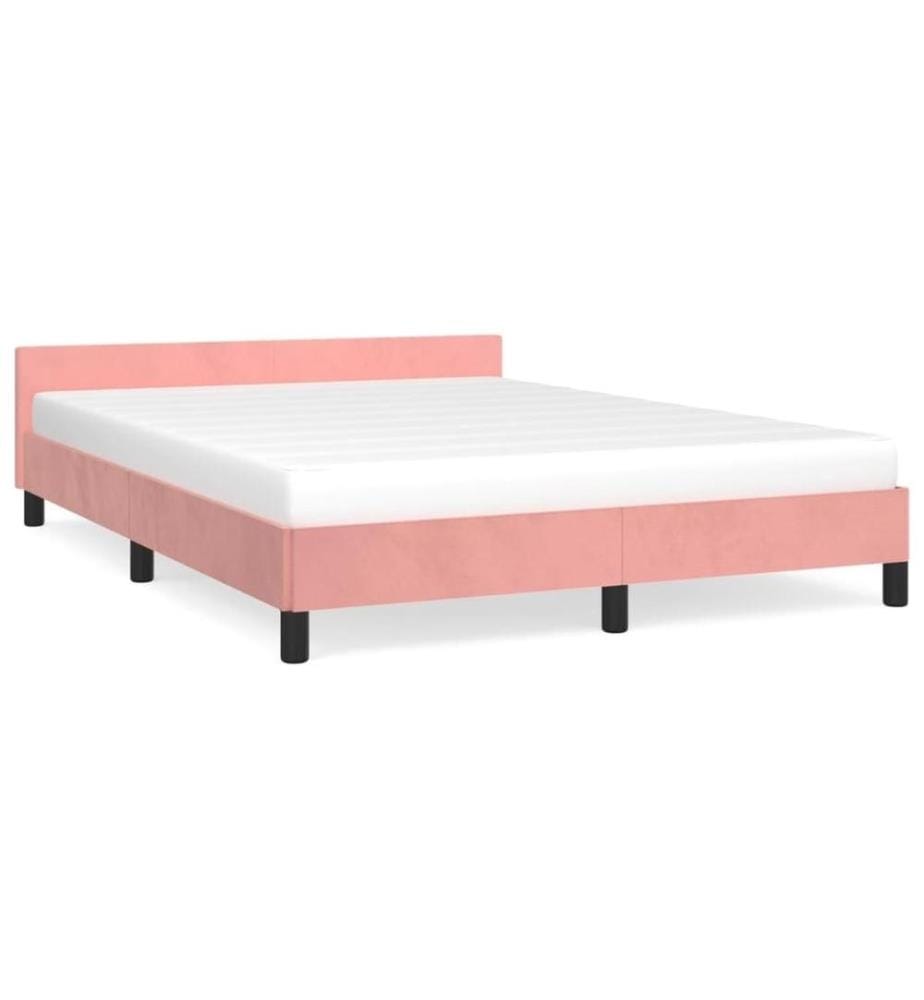 Cadre de lit avec tête de lit Rose 140x190 cm Velours