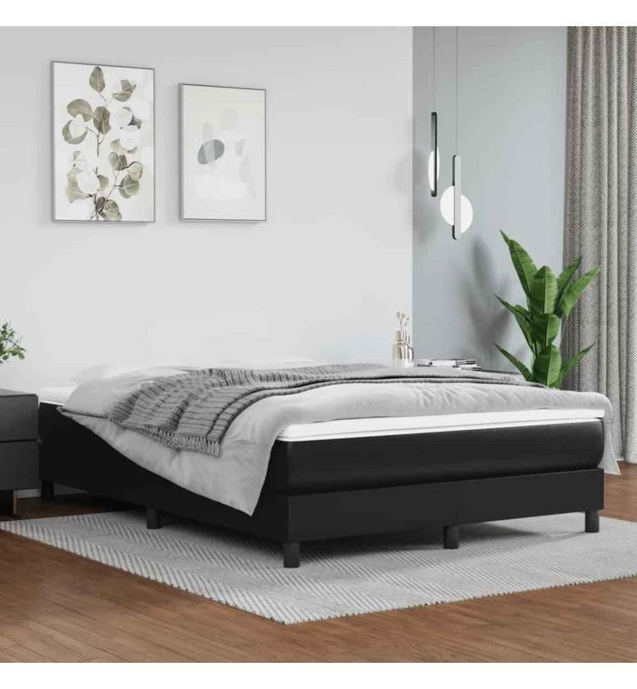 Boxspringbett Schwarz 140x190 cm Kunstleder
