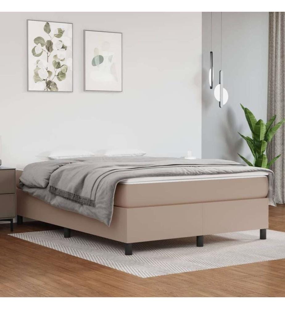 Boxspringbett Cappuccino-Braun 140x190 cm Kunstleder