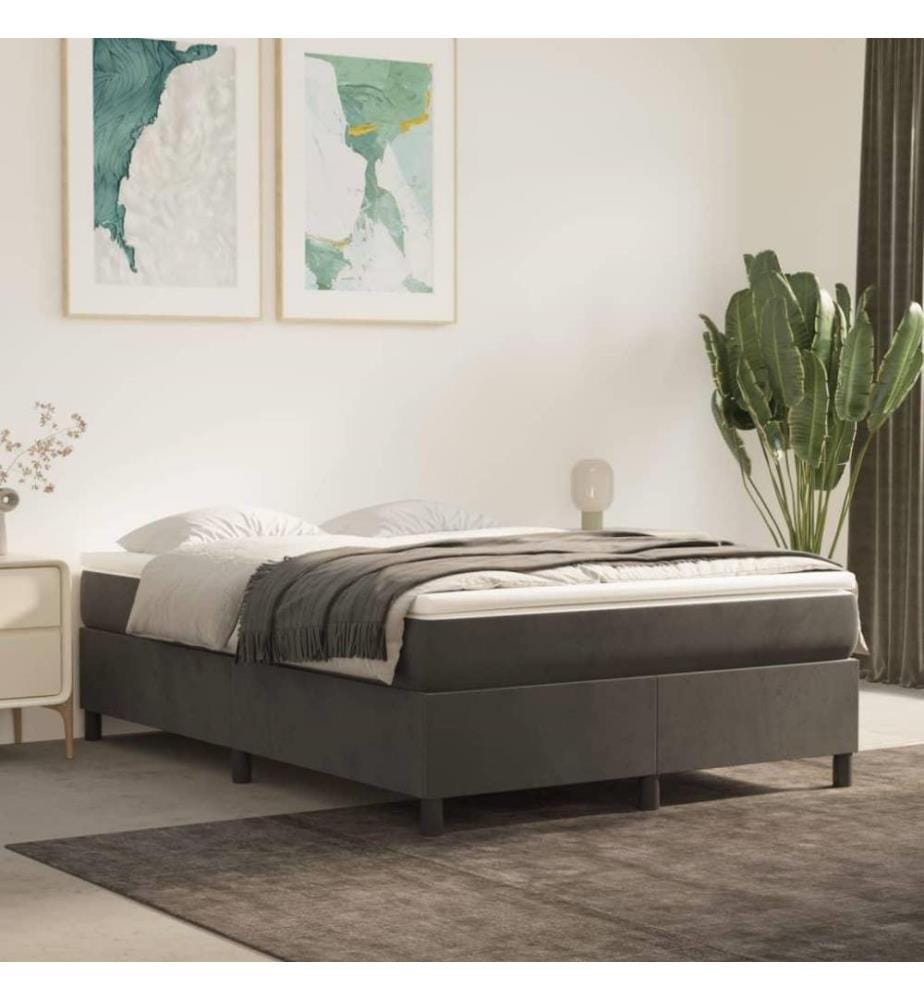 Sommier à ressorts de lit Gris foncé 140x190 cm Velours