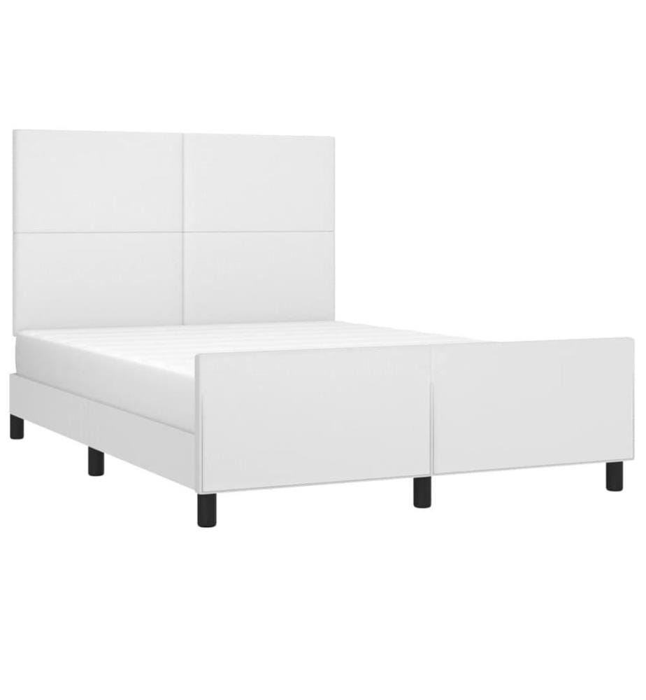 Cadre de lit avec tête de lit Blanc 140x190 cm Similicuir