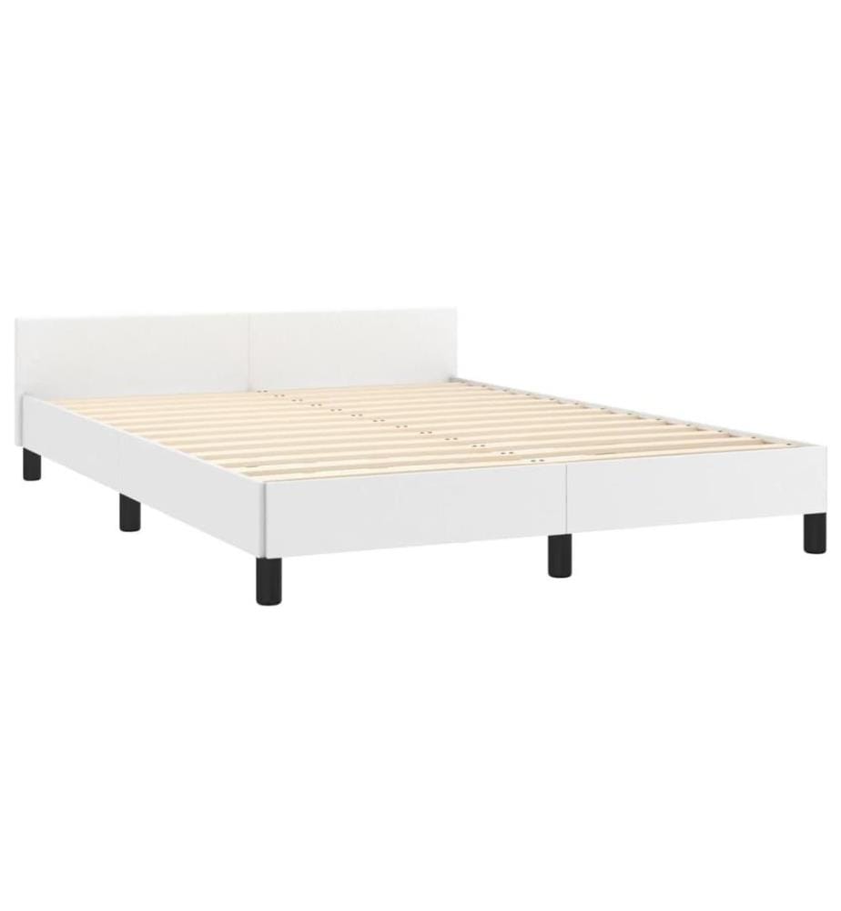 Cadre de lit avec tête de lit Blanc 140x190 cm Similicuir