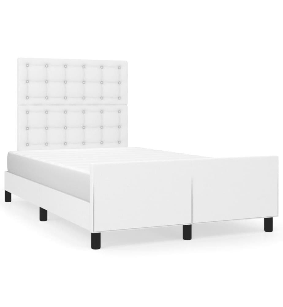 Bettgestell mit Kopfteil Weiss 120x200 cm Kunstleder