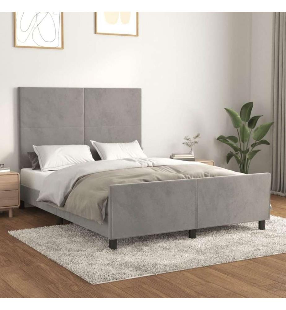 Bettgestell mit Kopfteil Hellgrau 140x190 cm Samt