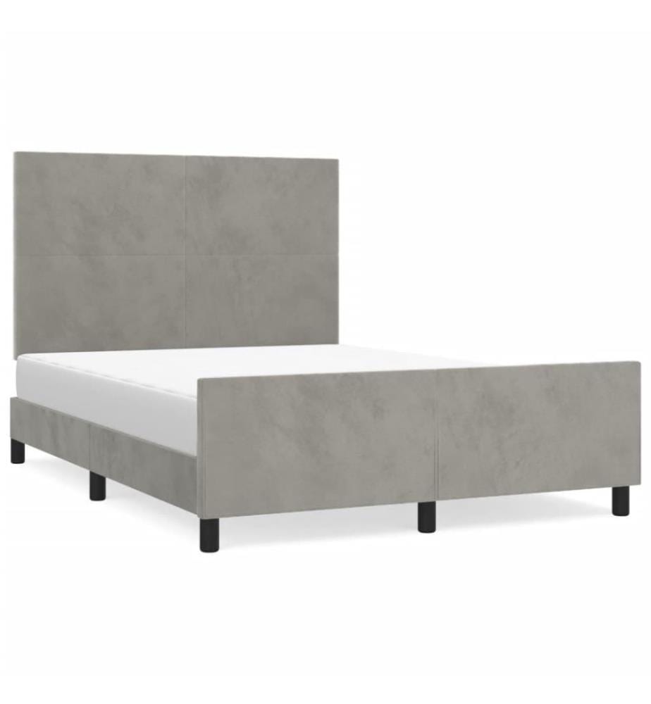 Bettgestell mit Kopfteil Hellgrau 140x190 cm Samt