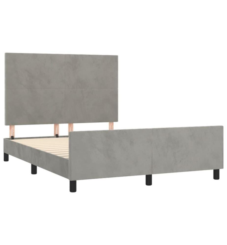 Bettgestell mit Kopfteil Hellgrau 140x190 cm Samt