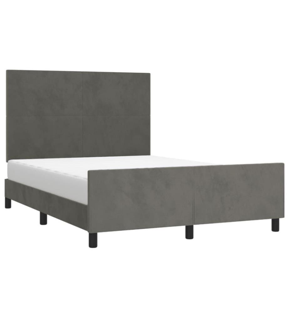 Cadre de lit avec tête de lit Gris foncé 140x190 cm Velours