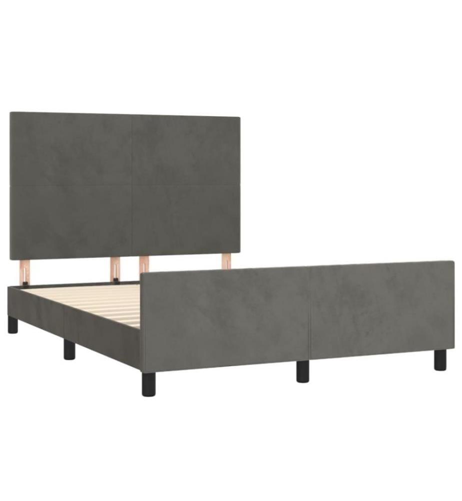 Bettgestell mit Kopfteil Dunkelgrau 140x200 cm Samt