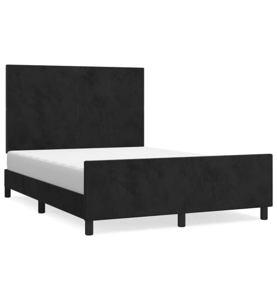 Cadre de lit avec tête de lit Noir 140x200 cm Velours