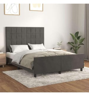 Cadre de lit avec tête de lit Gris foncé 140x190 cm Velours