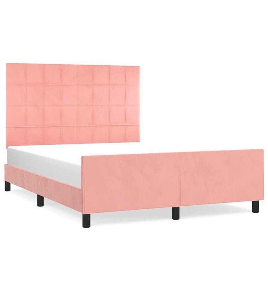 Cadre de lit avec tête de lit Rose 140x190 cm Velours
