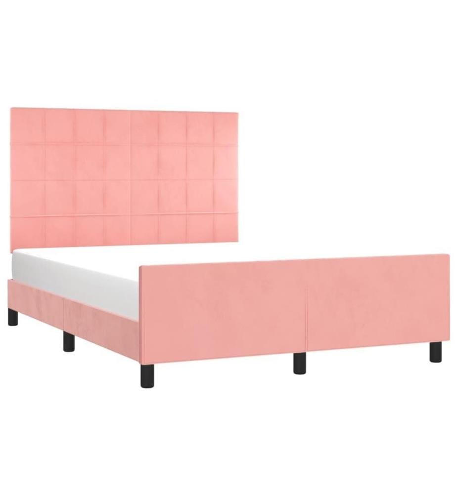 Cadre de lit avec tête de lit Rose 140x190 cm Velours