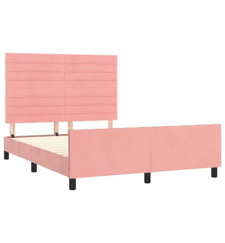 Cadre de lit avec tête de lit Rose 140x190 cm Velours