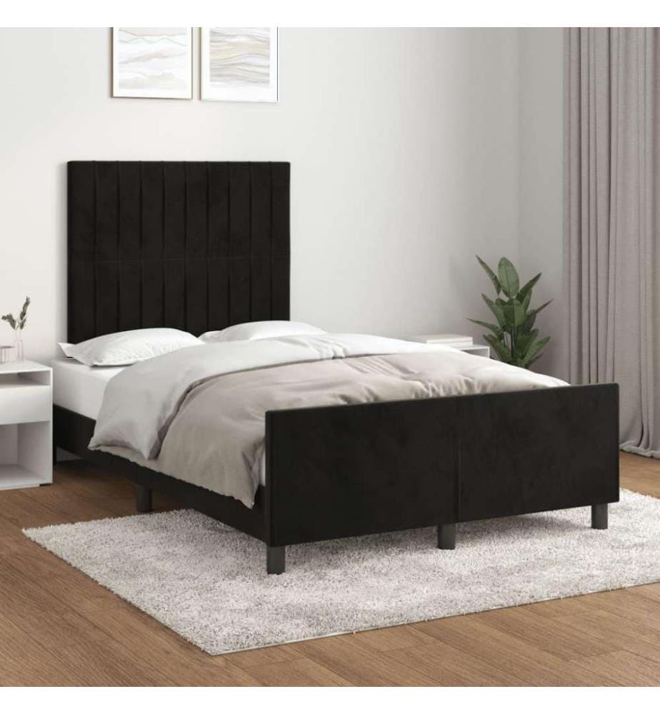 Bettgestell mit Kopfteil Schwarz 120x200 cm Samt