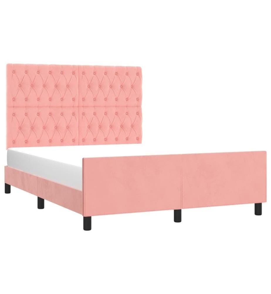 Cadre de lit avec tête de lit Rose 140x190 cm Velours