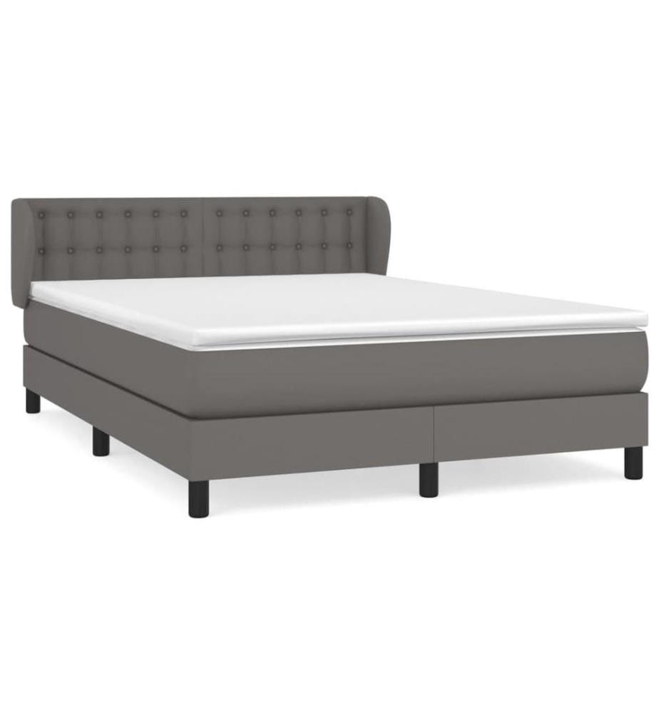 Lit à sommier tapissier avec matelas Gris 140x200 cm Similicuir