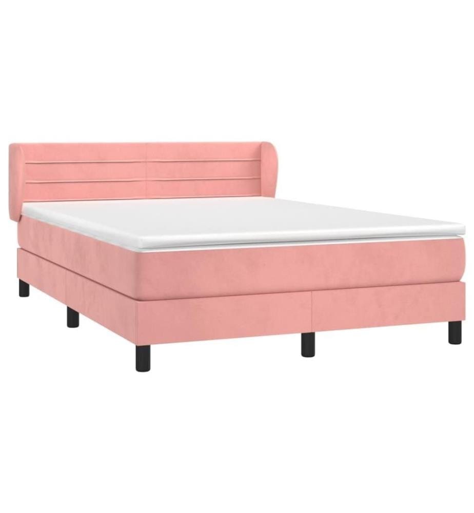 Lit à sommier tapissier avec matelas Rose 140x190 cm Velours